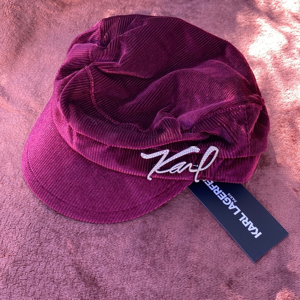 Brand New Karl Lagerfeld Burgundy Winter Hat for Women
